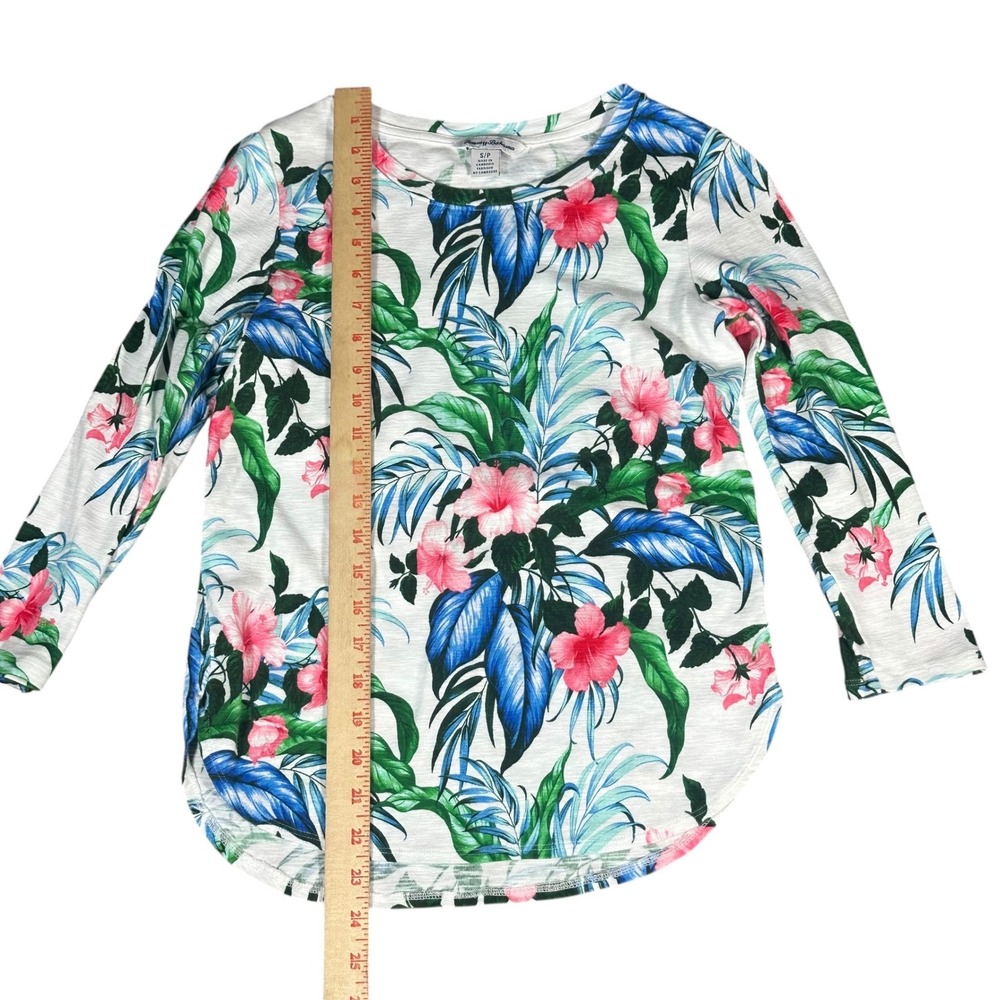 Tommy Bahama Ashby Isles Top Women S‎ White Tropical Hibiscus 3/4 Sleeve Cotton - Picture 6 of 8
